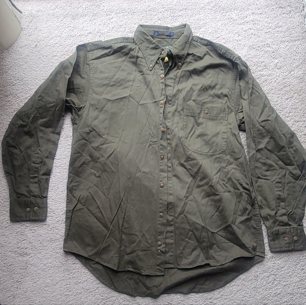 Vintage Alexander Julian Olive Casual Button-Down Shirt